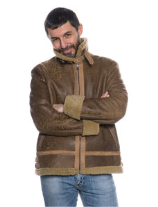 Leather Trend Franco - Giacca Uomo Beige effetto Graffiato in vero montone Shearling