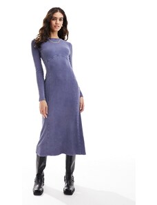 Miss Selfridge - Vestito lungo blu indaco con cuciture stile corsetto