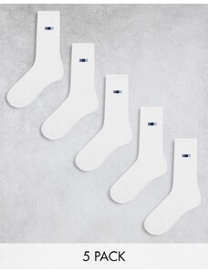 Jack & Jones - Confezione da 5 paia di calzini bianchi con stampa di bandiera-Bianco