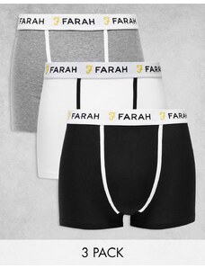 Farah - Elmer - Confezione da 3 boxer neri, grigio mélange e bianchi-Nero