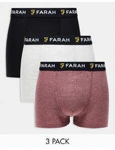 Farah - Confezione da 3 boxer neri, grigi e bordeaux mélange-Nero