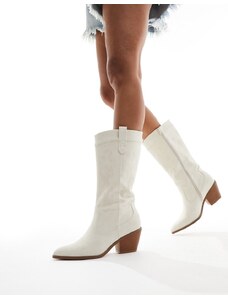 Glamorous - Stivali al ginocchio stile western bianco sporco