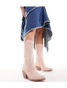 Glamorous Wide Fit - Stivali al ginocchio stile western rosa micro