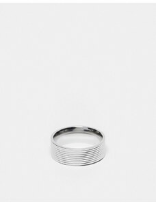 Icon Brand - Anello a fascia ampia in acciaio inossidabile argentato con incisione-Argento