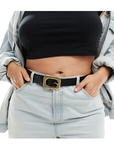 ASOS Curve ASOS DESIGN Curve - Cintura da jeans per vita e fianchi nera con fibbia squadrata arrotondata-Nero