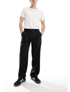 Jack & Jones - Pantaloni eleganti neri a fondo ampio con pieghe sul davanti-Nero