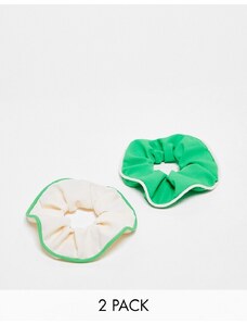 Accessorize - Confezione da 2 elastici per capelli verde/bianco con profili-Multicolore