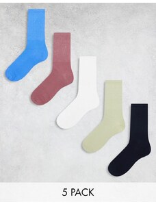 Jack & Jones - Confezione da 5 paia di calzini sportivi multicolore