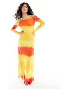 Vero Moda - Vestito in rete a righe sfumate nei colori del tramonto con spalle scoperte-Multicolore