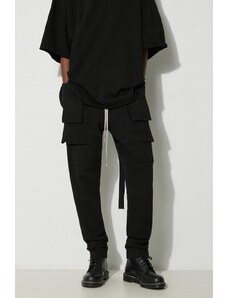 Rick Owens pantaloni in cotone Knit Pants Creatch Cargo Drawstring colore nero DU01D1376.RIG.09