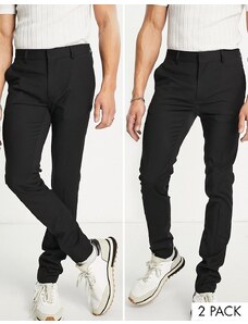 Topman - Confezione da 2 pantaloni eleganti super skinny neri-Nero