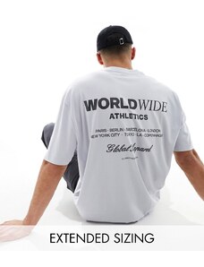 ASOS DESIGN - T-shirt oversize grigia con scritta stampata sul retro-Grigio