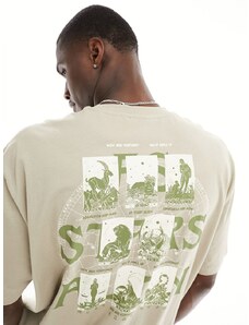 ASOS DESIGN - T-shirt oversize beige con stampa dei segni zodiacali sulla schiena-Neutro