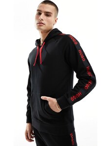 Hugo Red HUGO - Bodywear - Felpa con cappuccio sportiva nera con logo-Nero