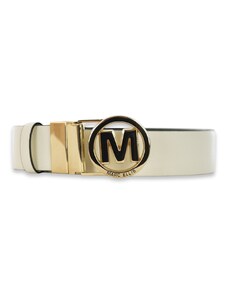 MARC ELLIS - Cintura reversibile in vera pelle con fibbia monogramma - Colore: Bianco,Taglia: 90