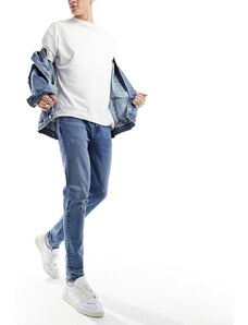 ASOS DESIGN - Jeans skinny lavaggio blu scuro con strappi sulle ginocchia