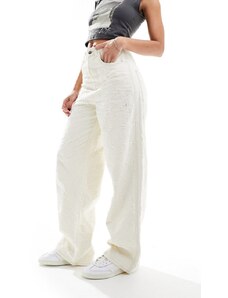 COLLUSION - X015 - Jeans super baggy a vita bassa bianco sporco con strappi-Grigio