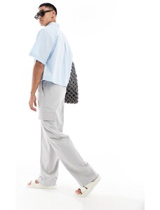 ASOS DESIGN - Pantaloni eleganti cargo con fondo ampio grigi-Grigio