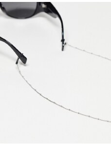 ASOS DESIGN - Catenina per occhiali da sole color argento con motivo a sferette e barrette