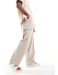 ASOS DESIGN - Pantaloni cargo ampi eleganti beige-Neutro