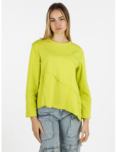 Wendy Trendy T-shirt Donna Oversize a Manica Lunga In Cotone Verde Taglia Unica