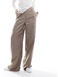 Pieces - Pantaloni sartoriali color cammello con pieghe sul davanti-Neutro