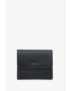 Women's Small Tri-Fold Black Wallet made of Genuine Leather Estro ER00114486