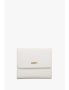 Women's Small Tri-Fold Light Beige Wallet made of Genuine Leather Estro ER00114488