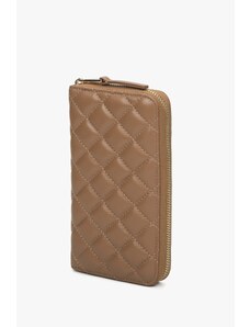 Women's Continental Light Brown Quilted Leather Wallet Estro ER00114484
