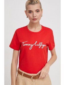 Tommy Hilfiger t-shirt in cotone donna colore rosso