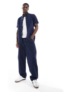 Polo Ralph Lauren - Camicia a maniche corte in tessuto seersucker color blu navy Astoria con logo