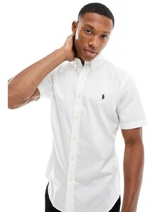 Polo Ralph Lauren - Icon - Camicia slim fit a maniche corte in twill bianca con logo-Bianco