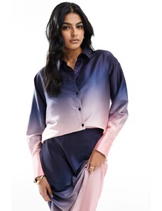 Style Cheat - Camicia oversize in raso con effetto sfumato in coordinato-Multicolore