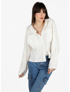 Solada Camicia Donna Oversize In Cotone Con Tasche Classiche Bianco Taglia Unica