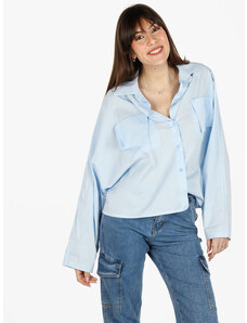 Solada Camicia Donna Oversize In Cotone Con Tasche Classiche Blu Taglia Unica