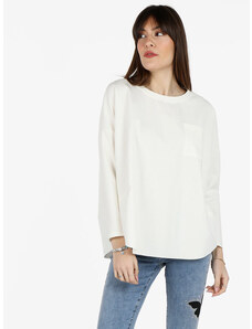 Solada Maxi T-shirt Donna Oversize Con Taschino Manica Lunga Bianco Taglia Unica