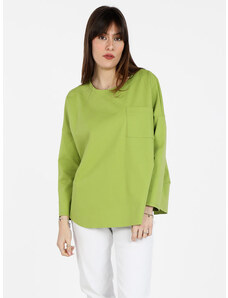 Solada Maxi T-shirt Donna Oversize Con Taschino Manica Lunga Verde Taglia Unica