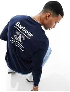 Barbour - Felpa color blu navy con logo sul retro