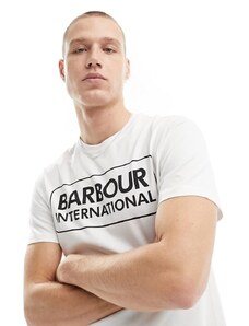 Barbour International - T-shirt basic con logo grande bianca-Bianco