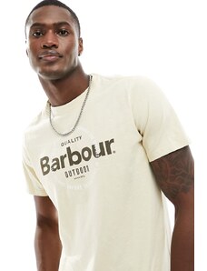 Barbour - T-shirt color crema con logo-Neutro