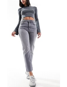 JDY - Jeans corti dritti grigio chiaro a vita alta