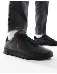 Polo Ralph Lauren - Heritage Court - Sneakers nere con logo rosso-Nero