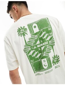 ASOS DESIGN - T-shirt bianco sporco oversize con stampa astratta sul retro-Neutro