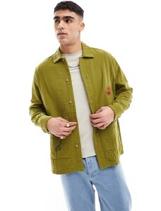 ASOS DESIGN - Camicia comoda in cotone testurizzato con stampa-Verde