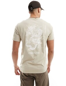 ASOS DESIGN - T-shirt beige con stampa di souvenir sul retro-Neutro