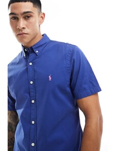 Polo Ralph Lauren - Icon - Camicia slim fit blu reale in twill a maniche corte con logo