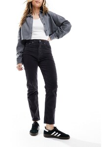Pull&Bear - Mom jeans neri in velluto a coste-Nero