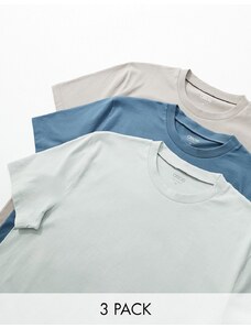 ASOS DESIGN - Confezione da 3 T-shirt girocollo in colorazioni multiple-Multicolore