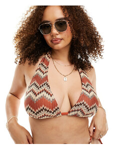 South Beach Curve - Top bikini a triangolo ricamato color ruggine-Arancione