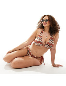 South Beach Curve - Slip bikini ricamati con laccetti laterali color ruggine-Arancione